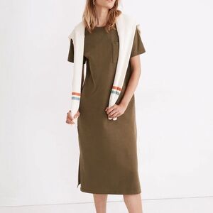 Oversized Pocket Tee Dress in Sueded Cotton